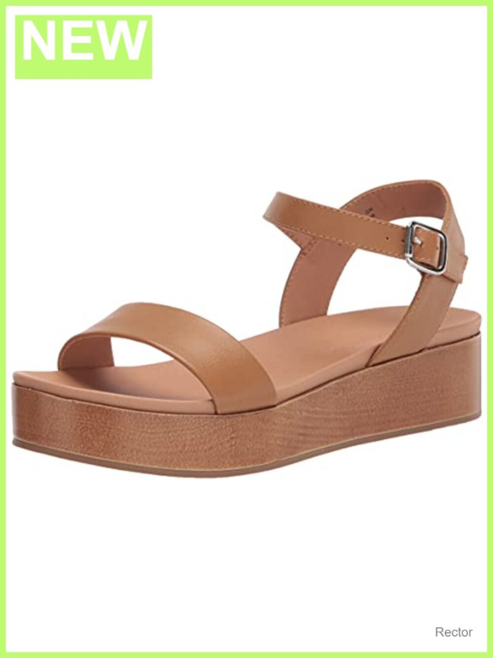 Faux Leather Flatform Sandals with Adjustable Ankle Strap and Buckle